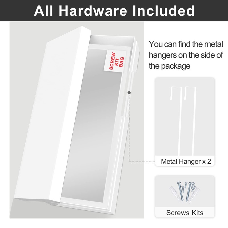 MIRUO Over The Door Mirror Full Length with Hanging Brackets,