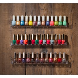 J JACKCUBE Design Acrylic Nail Polish Wall Mount Cosmetic Storage Organizer, Space-Saving 3 Ledge Shelf Set (Large)- :MK178B