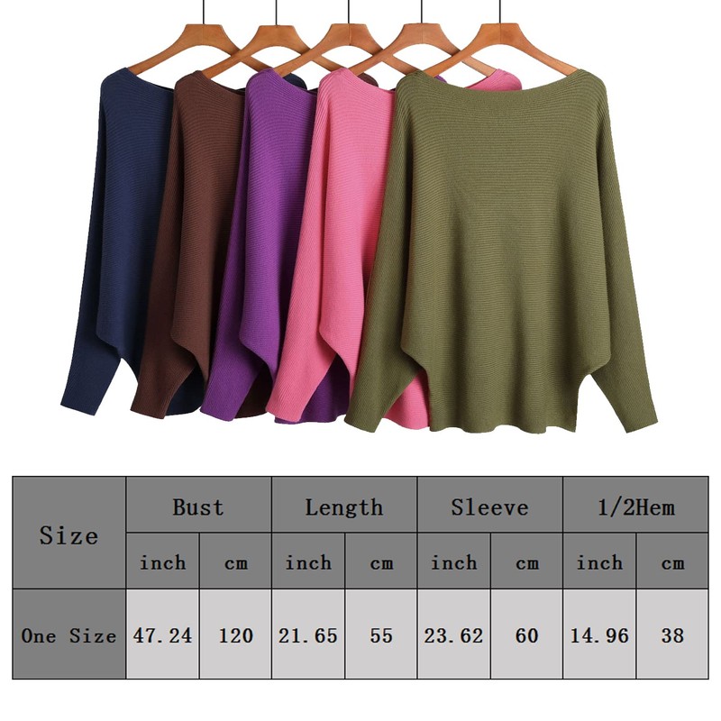 MAKARTHY Mujeres Mangas de alas de murciélago Suéter Dolman Suéter