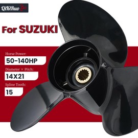 QIKIRUO 14x21P Propeller for Suzuki Engines 50HP,60HP,70HP,90HP,100HP,115HP,140HP,OEM Upgrade 3 Blade Aluminum Outboard Propeller,15 Spline Tooth,RH