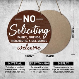 No Soliciting Sign for House Front Door, No Solar Soliciting for House, Family Friends Neighbors And Deliveries Welcome