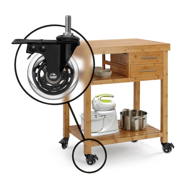 Slipstick 3 Inch Rubber Caster Wheels with Brake Locks (4