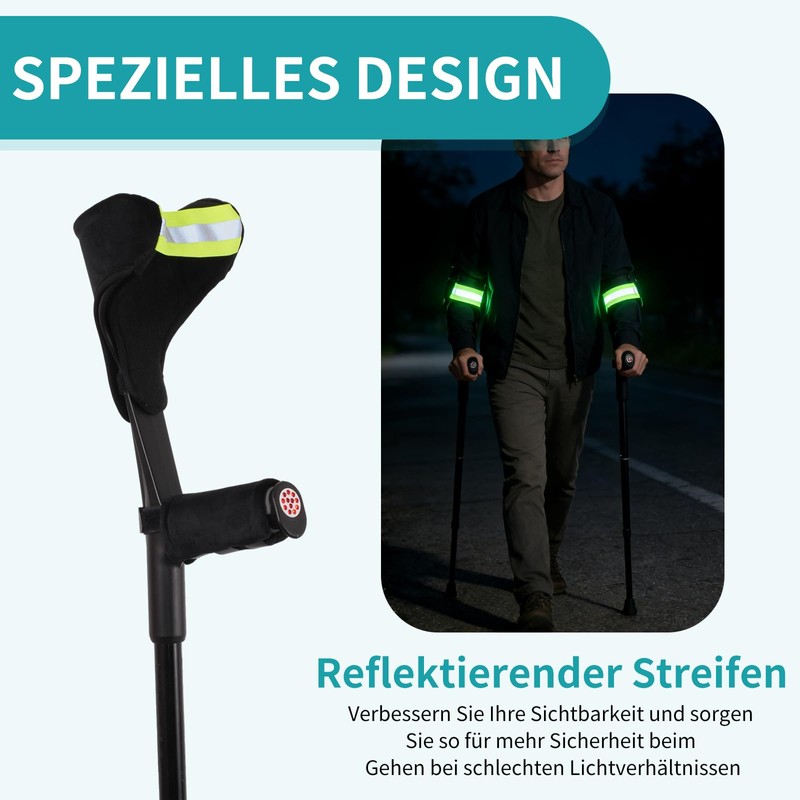 Forearm Pad and Grip Covers for Crutches with Open Cuff,