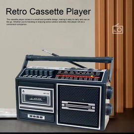 Portable Cassette Players, AM FM Radio Stereo Tape Player, Retro Casette Tape Player Recorder with Earphone Jack, Battery Operated Tape Recorder Cassette Player for Home