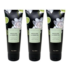 Generic Bath and Body Work Wild Lime & Gardenia Ultra Shea Body Cream Value Pack - Set of 3, Full Size, Green