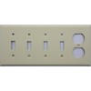 Ivory Wrinkle 5 Gang Wall Plate - 4 Toggle Switches