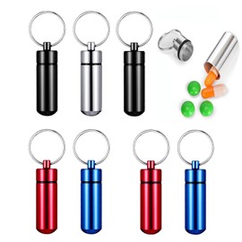 8 Piezas Organizador De Píldoras, Pastilleros Impermeables Y Herméticos, De Aluminio, Para Viaje, Pastillero, Portátil, Mini Pastillero, Pastillero, Frasco, Caja De Medicina Con Llavero