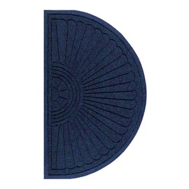 M+A Matting 2246 Waterhog Eco Grand Premier PET Polyester Fiber Half Oval Entrance Indoor/Outdoor Floor Mat, SBR Rubber Backing, 3.3' Length x 6' Width, 3/8" Thick, Indigo