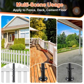 String Light Pole, 11FT Outdoor String Light Poles with Flange Fence Clips & Base, Heavy Duty Metal Lights Pole Stand for Outside Deck Fence Wall Concrete Patio Garden Backyard Balcony Wedding Party