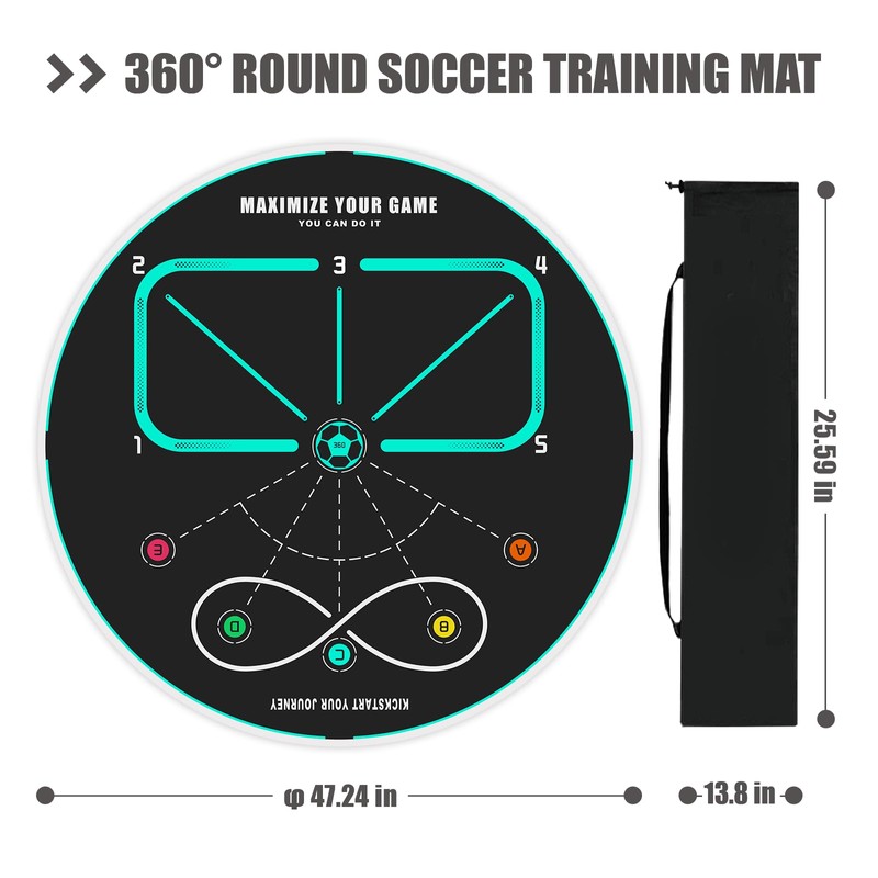 MUKESKY Soccer Training Mat for Footwork & Agility, 360° Circular