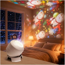 HD Smart Dynamic 5D Holographic Night Light Projector, 360° Rotating Ocean Galaxy Projection Lamp for Bedroom, Party, Home Theater (Christmas-themed)