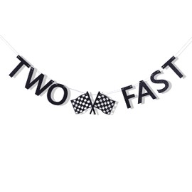 Two Fast Banner - Two Fast Birthday Decorations,Racing Second Birthday Party Decorations,Race Car Birthday Banner,Photo Prop Racing Party Decor