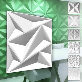 HEXIM 3D Wall Panels, PVC Plastic White - Diamond Design Panels 50 x 50 cm Wall Cladding (0.25 m² HD137) Children's Room Wall Ideas
