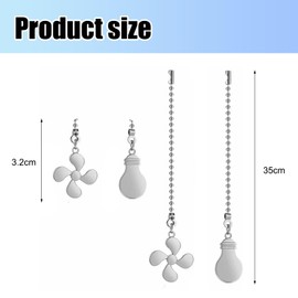 RTRTGS 2 Pieces Ceiling Fan Pull Chain Fan Chain Extension, 34 cm Pull Chain Set for Ceiling Lights Fairy Lights, Multifunctional Mini Fan and Bulb Shaped Pull Chain Set