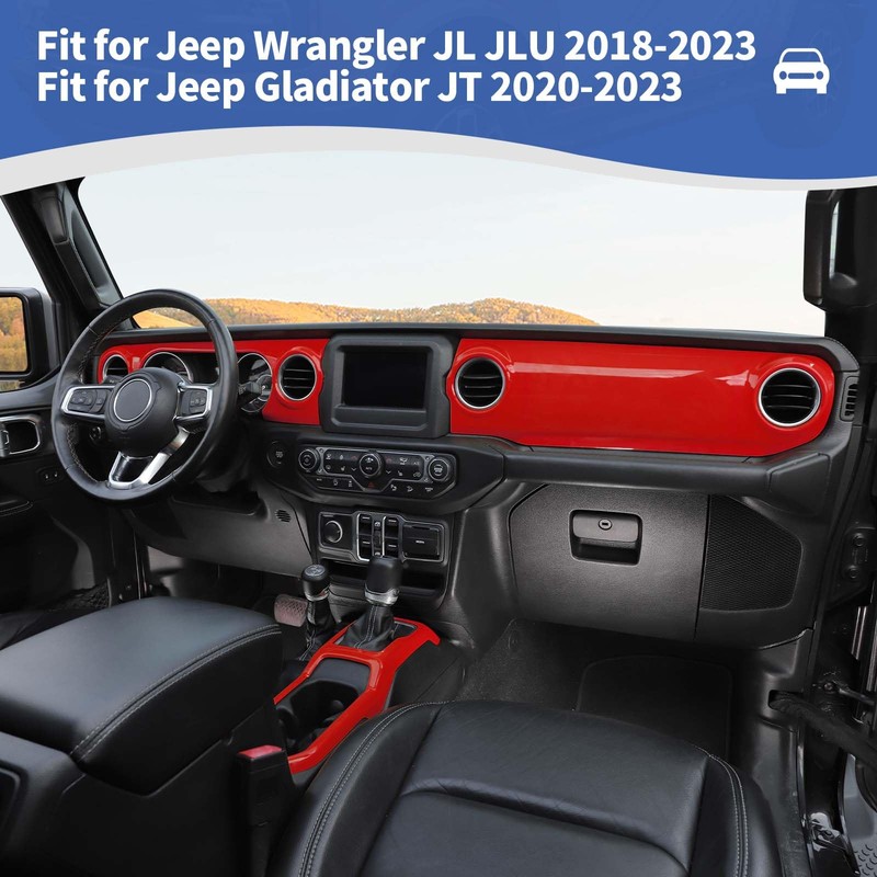 RT-TCZ for Wrangler JL Dash Trim Cover Red, Gear Shift