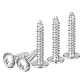 sourcing map 100Pcs #8x1" Phillips Head Self Tapping Screws, 304 Stainless Steel Flat Head High-Strength Quick Tapping Screws Wood Screw for Wood, Metal, Plastic, Silver