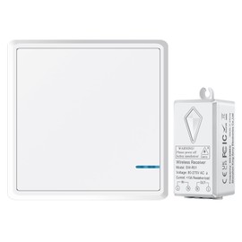 NineLeaf Wireless Light Switch with Remote Control Switch with Receiver Wireless Homekit Wireless Switch Waterproof IP66, 1 Gang Switch and 1 Receiver