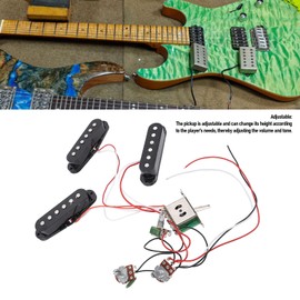 3Pcs Electric Guitar Pickup, Adjustable Pickups, Copper Wire & Plastic Material, High Sensitivity for Electric Guitar with Accessories Kit, Black, for Electric Guitar