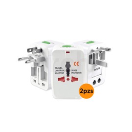 Archy Combo 2 Adaptadores de Enchufe Internacional Cargador para Viajes Adaptador Universal Todo en Uno Múltiples Conexiones Travel Europeo Americano Viaje Japon China Canadá USA EU UK AU (CXO8101X2)