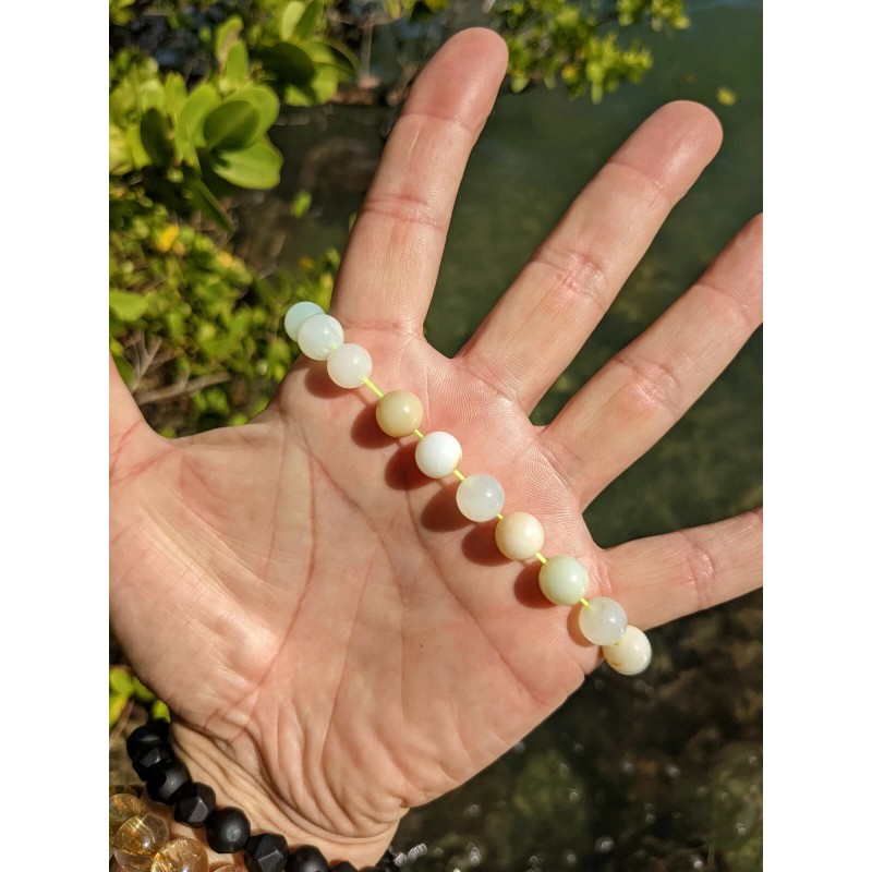 RAYON Green Opal Bead Bracelet Men Stretch 10mm 7, 7.5,