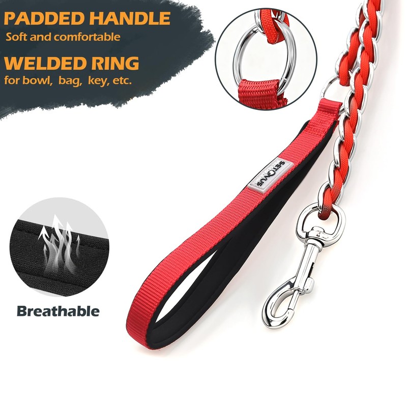 S-ETOVUS Dog Leash Chew Proof, Chain Leash Anti Chew Dog