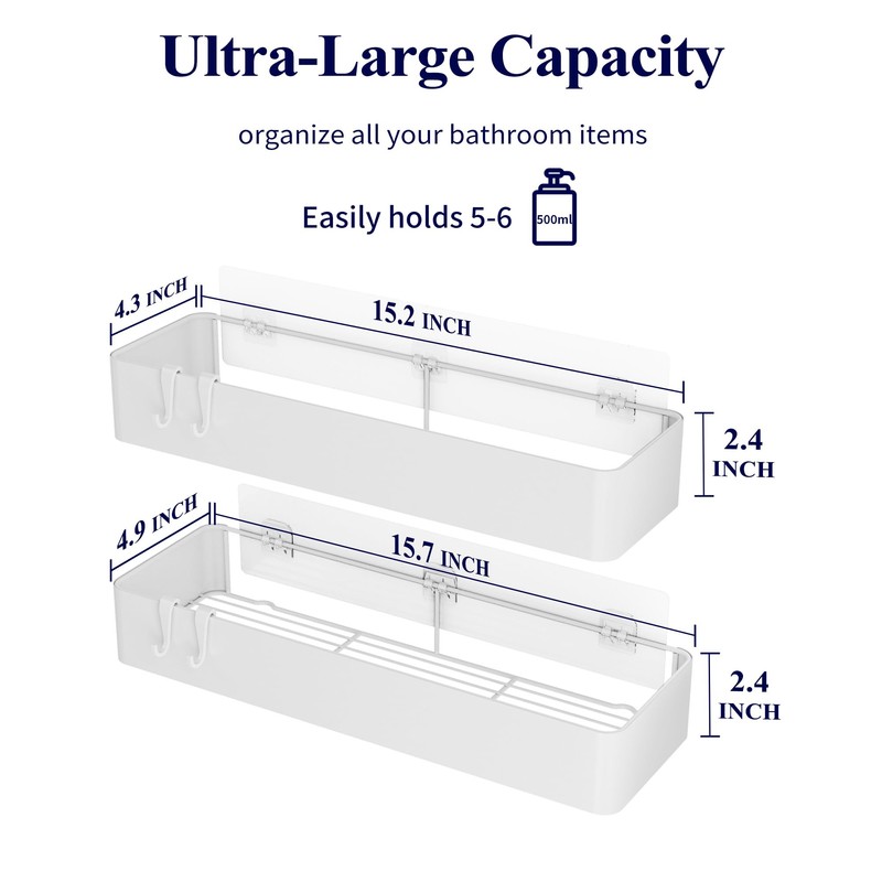 Kitsure Shower Caddy - 2 Pack Adhesive Shower Organizer, Rustproof