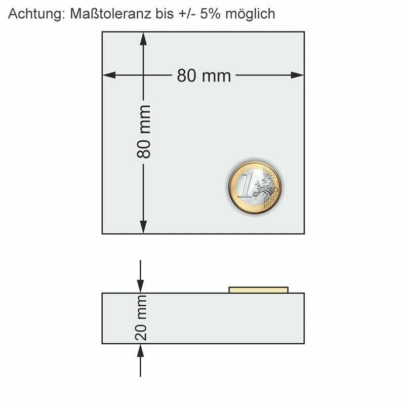 Square Acrylic Block 80 x 80 x 20 mm Transparent,