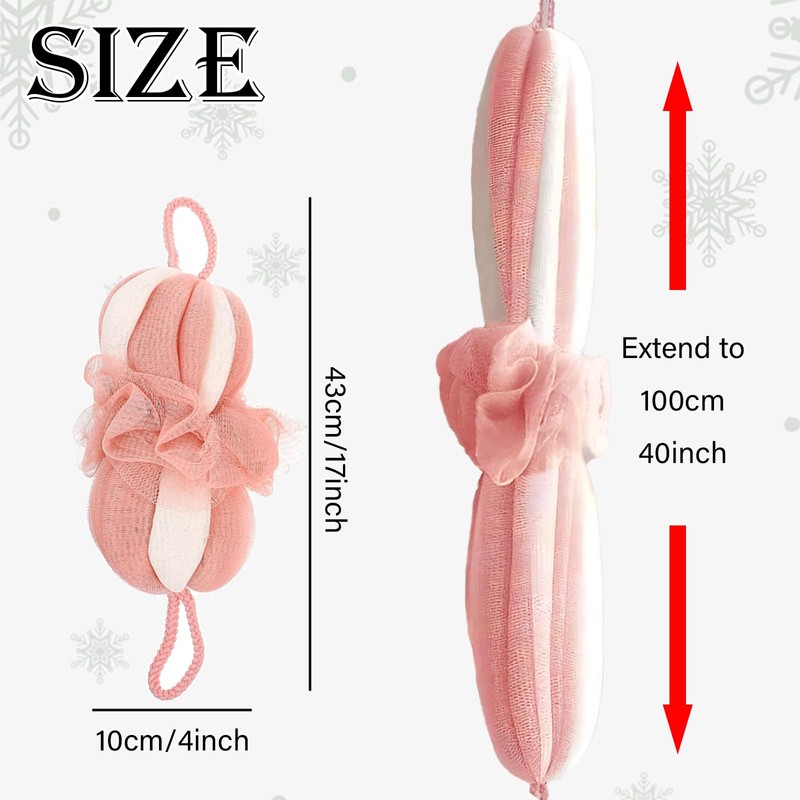 LHLZNB 3Pcs Bath Shower Loofah Sponge,Long Stretch Back Sponge Exfoliating