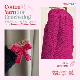 Troyarn Cotton Love (2- Skeins Pack) 55% Cotton 45% Acrylic Yarn Cotton Yarn (2 x 3.52 Oz - 2 x 100 gr) /(2 x 360 Yard -2 x 330 mt)(113149-Fuschia)