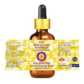 Deve Herbes Pure Spike Lavender Essential Oil (Lavandula latifolia) with Glass Dropper Steam Distilled 50ml (1.69 oz)