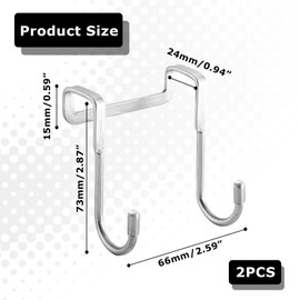 Pack of 2 Double Coat Hooks, Door Hooks for Hanging, Door Hooks, Door Hooks for Hanging, for Kitchen, Bathroom, Hallway and Bedroom (S-shaped)