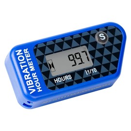 RileyFine Wireless Vibration Hour Meter Resettable Digital Maintenance Timer, User Shutdown for Lawn Mower Chainsaw Dirt Bike Motorcycle Marine Pressure Washer, Waterproof Design (blue)