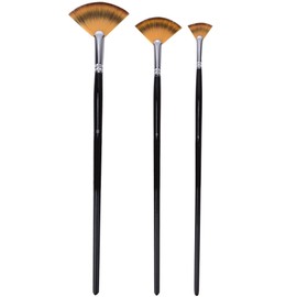 Painting Brush Nylon Hair Birch Handle Fan shape Gouache Watercolor Drawing Pen Art Supplies(3Pcs(4#,8#,12#) )