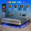 SHOANED Queen Size Bed Frame with LED, 7 Inch Metal