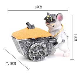RoxNvm Funny Ashtray, Resin Ashtray, Bulldog Shaped Funny Ashtray, Windproof Ashtray with Lid, Designer Ashtray for Indoor and Outdoor Decoration