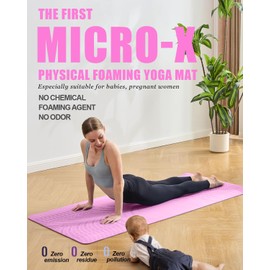 LOLLIPOP Thick Yoga Mat, Non-Slip Exercise Mat for Yoga, Pilates, Stretching Fitness & Exercise Mat with Easy-Cinch Carrier Strap, 72"L x 32"W x 1/4 Inch Thick, Pink & Green