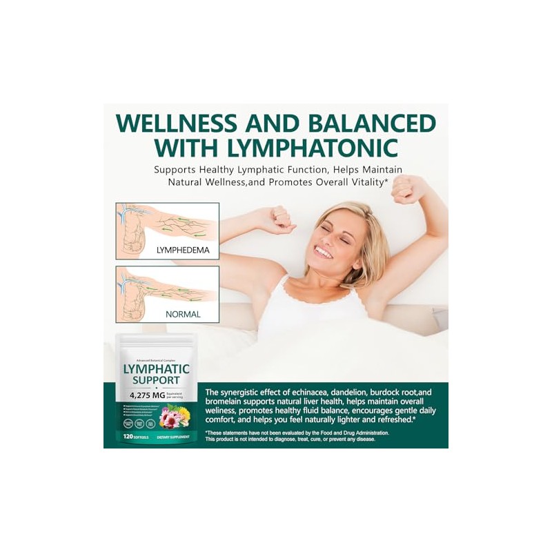 Lymphatic Drainage Supplement 120PCS, 21 in 1 Lymphatic Drainage Capsules,