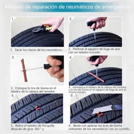 Kit 8 para Parchar Llantas sin Cámara Moto Rzr Auto Bici MOREKA