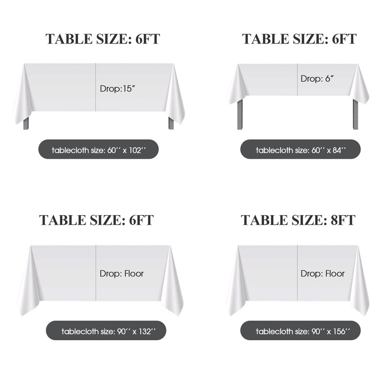Aocoz Rectangle Tablecloth 60x84 Inch - White Table Cloths Stain
