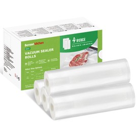 Bonsenkitchen Vacuum Rolls 4 Rolls 20 cm x 5 m Vacuum Film - Professional Vacuum Bags for Vacuum Sealer & Food Vacuum Sealer, Boil-Proof and Sous Vide Freezer Bags, BPA-Free, VB40
