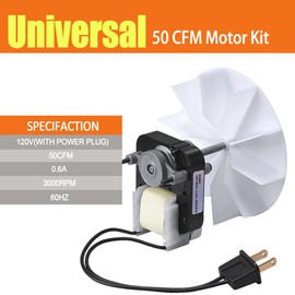 SM550 Universal Bathroom Vent Fan Motor Replacement Kit – 50 CFM, 3000 RPM, 120V – Quiet Exhaust Fan Motor (Fits Nutone, Broan, Uppco, Sears 569 & More) – Durable ABS Design, 3-Year Warranty