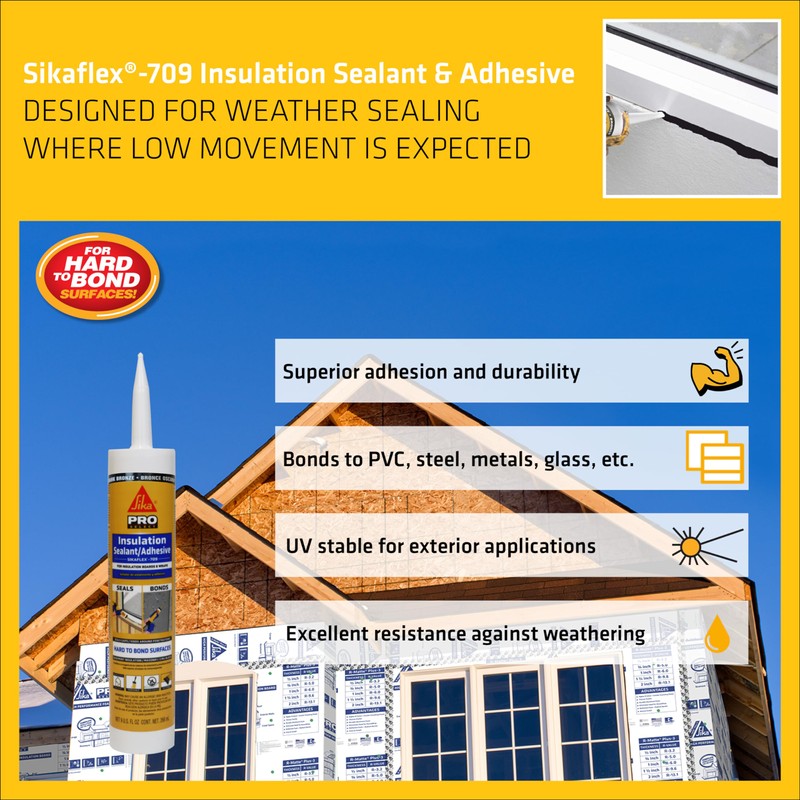 Sikaflex Insulation Sealant & Adhesive, Dark Bronze, Flashing Sealant, Bonds