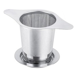 RIKONDA Universal Tea Infuser with Lid - Stainless Steel Loose Leaf Filter Basket Fits Mugs, Cups & Teapots (B)