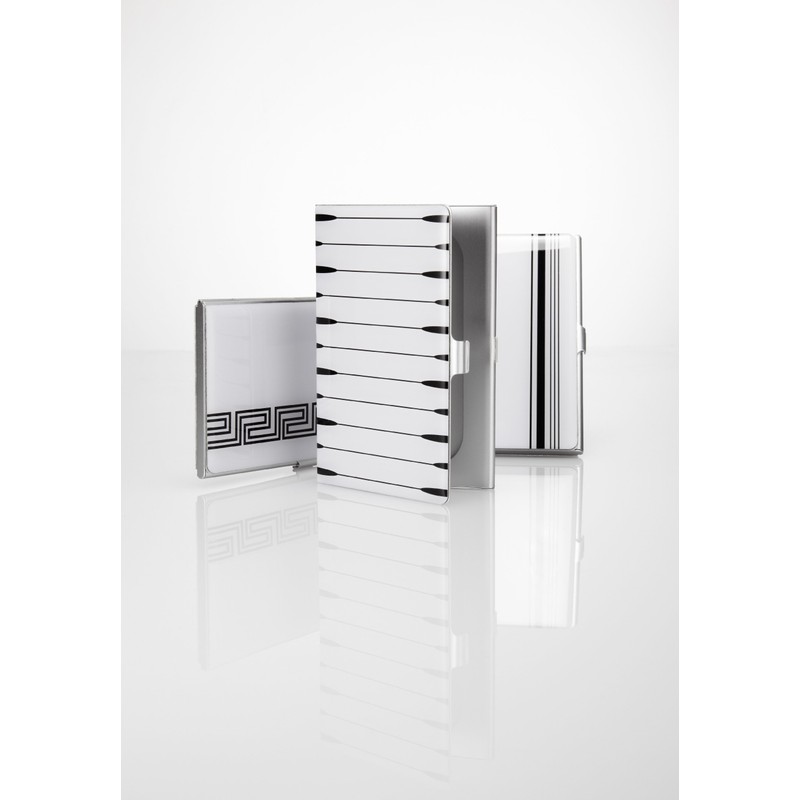 Sigel 91 x 56mm Business Card Case - White/Black Stripe