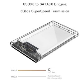 Reletech 2.5 Inch External Hard Drive Enclosure, SATA to USB 3.1 Tool-Free Clear for 2.5 Inch SSD & HDD 9.5mm 7mm External Hard Drive Case SSD Max 2TB Supports UASP SATA