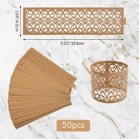 URROMA Napkin Rings, 50 Pieces Kraft Paper Hollowed Figure of Eight Napkin Ring Holder Household Napkin Buckle for Table Decoration