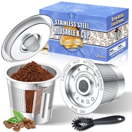 AANQQ Reusable K Cups for Keurig: Upgraded Dual-Layer Mesh Stainless Steel K Cup - Refillable Metal Coffee Pods Filter Fit Keurig 1.0 Coffee Maker - Richer Coffee/NO-Residue/Eco-Friendly (2-Pack)
