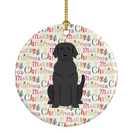 Caroline's Treasures WDK1600CO1 Merry Christmas Black Labrador Ceramic Ornament, 3 in, Multicolor
