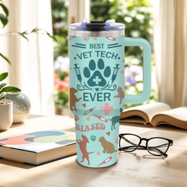 DUUV Vet Tech Gifts, Veterinary Technician Tumbler for Women, Appreciation Gifts, Nurtrition Fact Best Vet Tech Ever, 40 Oz Tumbler with Handle