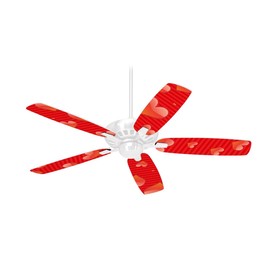 Glass Hearts Red - Ceiling Fan Skin Kit fits most 42 inch fans (FAN and BLADES SOLD SEPARATELY)
